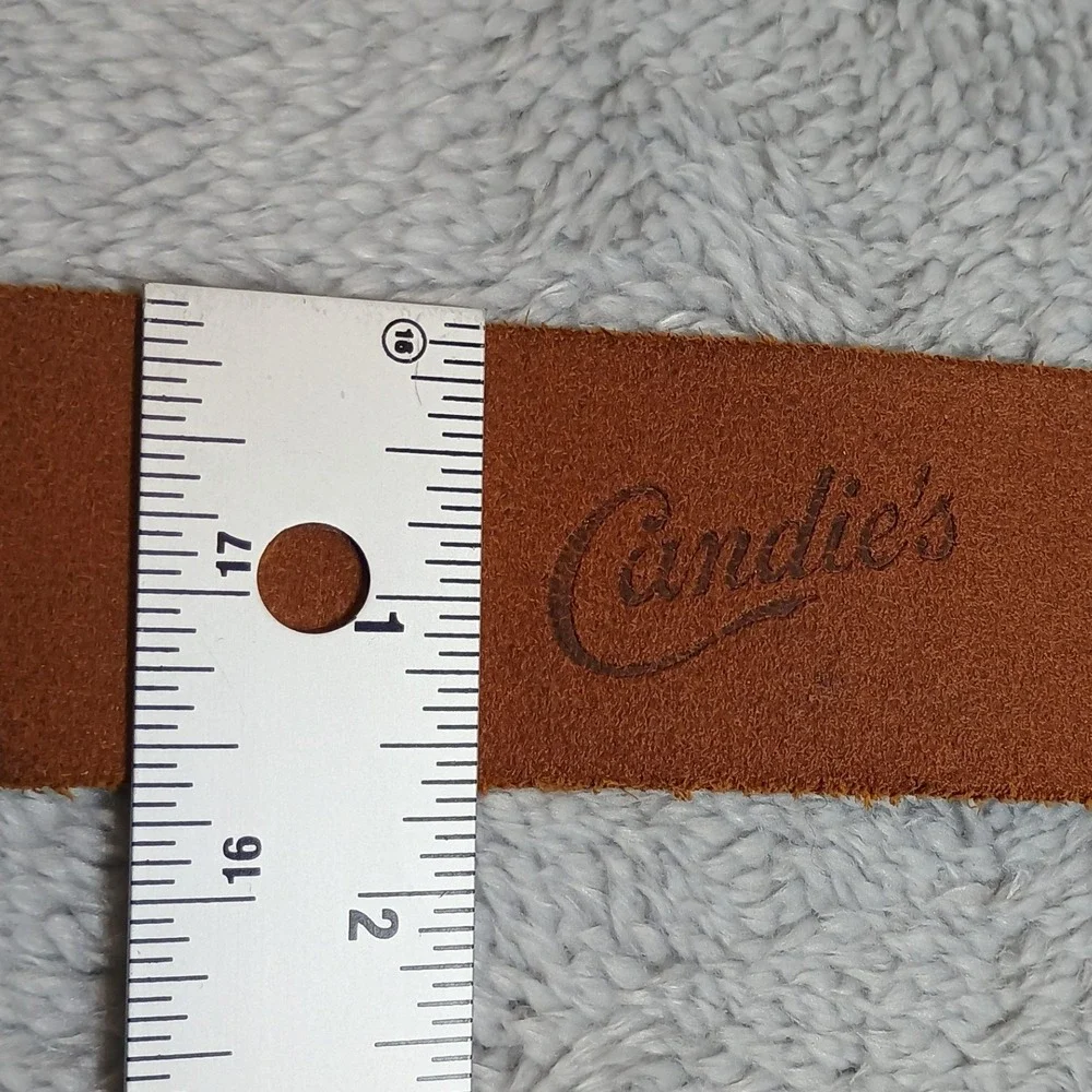 Candies Belt Womens Large Brown Leather Floral Embossed Filigree Buckle Boho